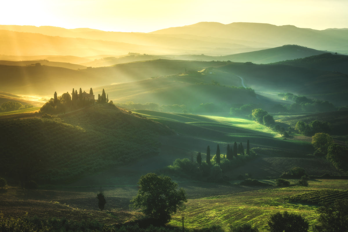 3-piece-aluminium-print-tuscany-val-dorcia-sunrise