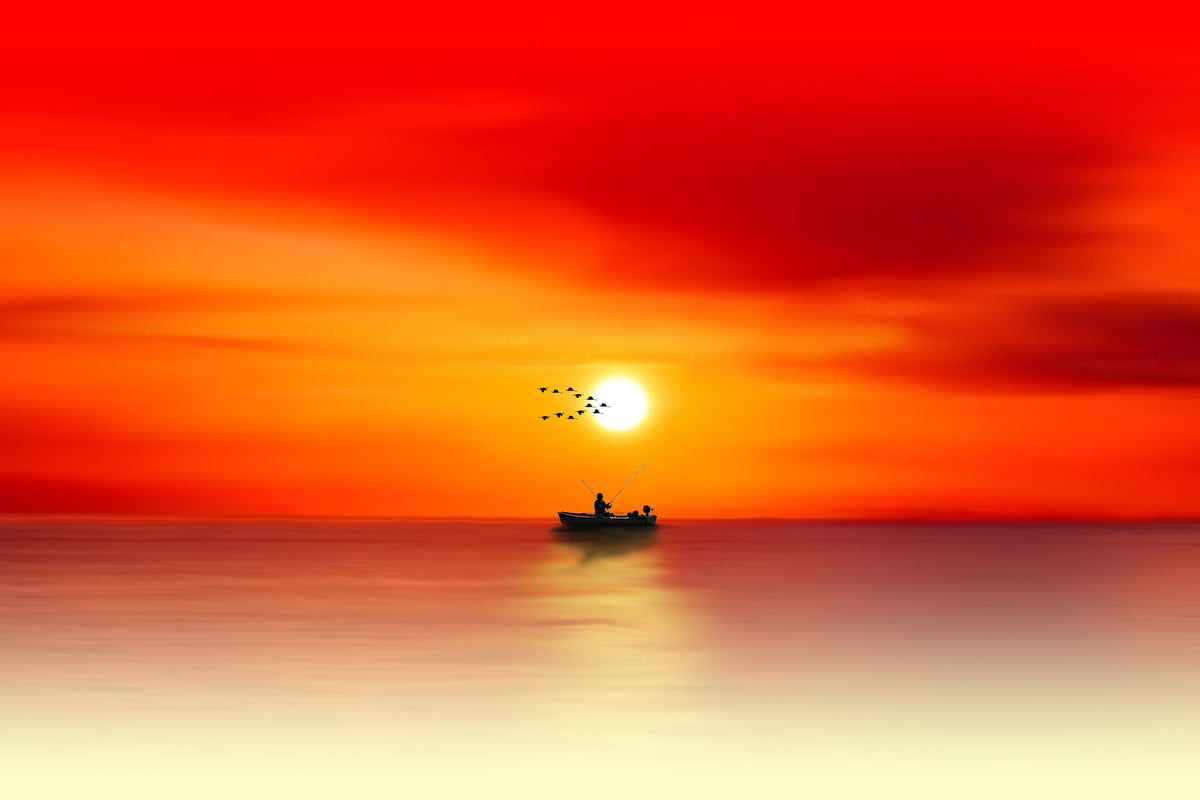 framedcanvas-print-a-fisherman-in-the-sunset