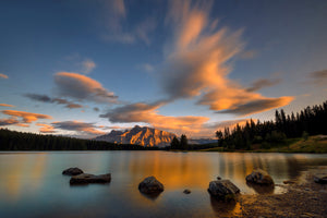 poster-print-two-jack-lake-sunset