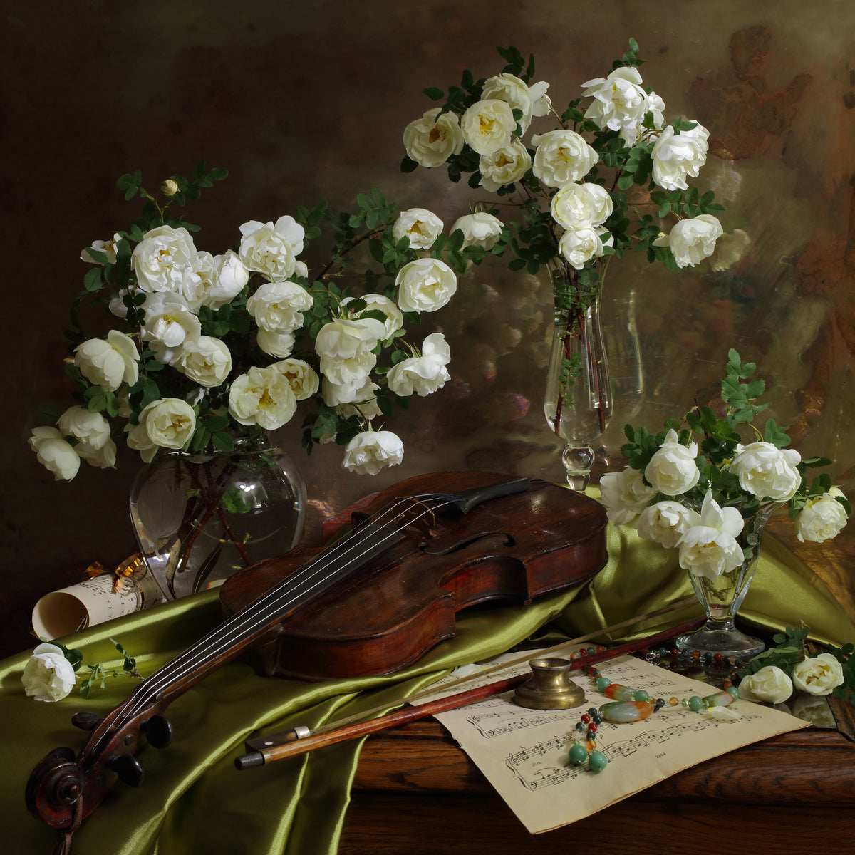 4-piece-aluminium-print-still-life-with-violin-and-flowers