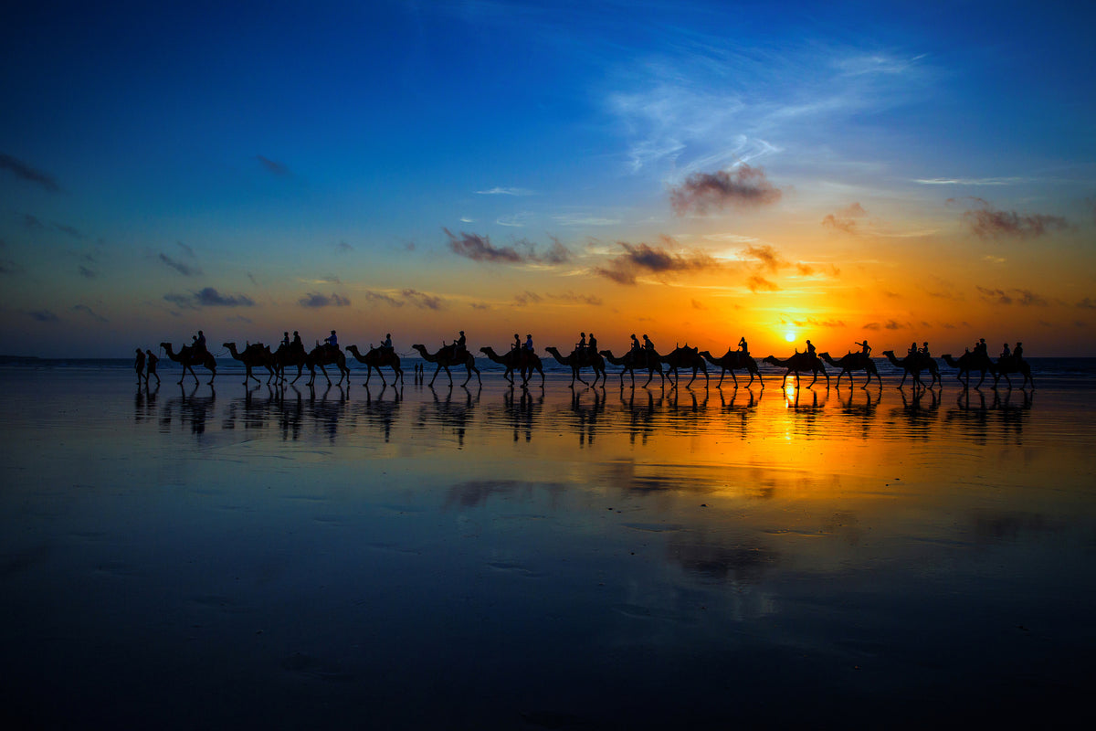 3-piece-aluminium-print-sunset-camel-ride