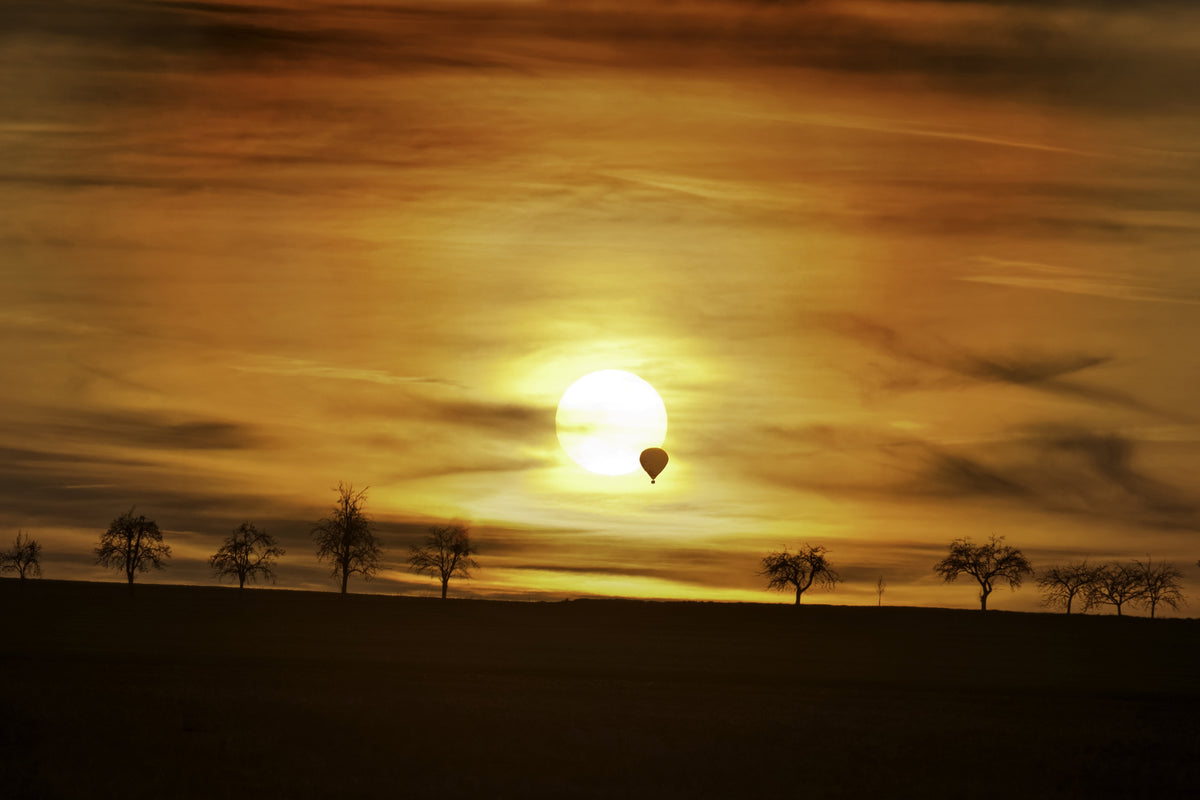 framedposter-print-sunset-with-hot-air-balloon