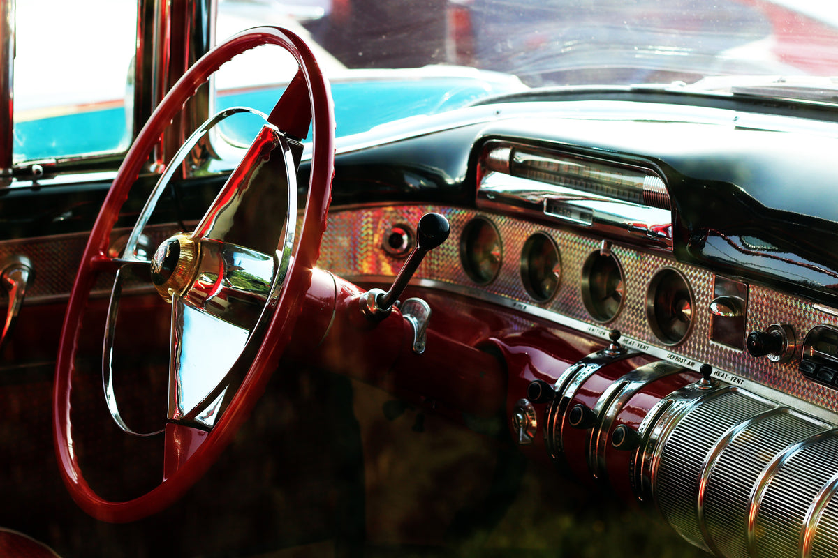 framedcanvas-print-interior-of-a-vintage-car