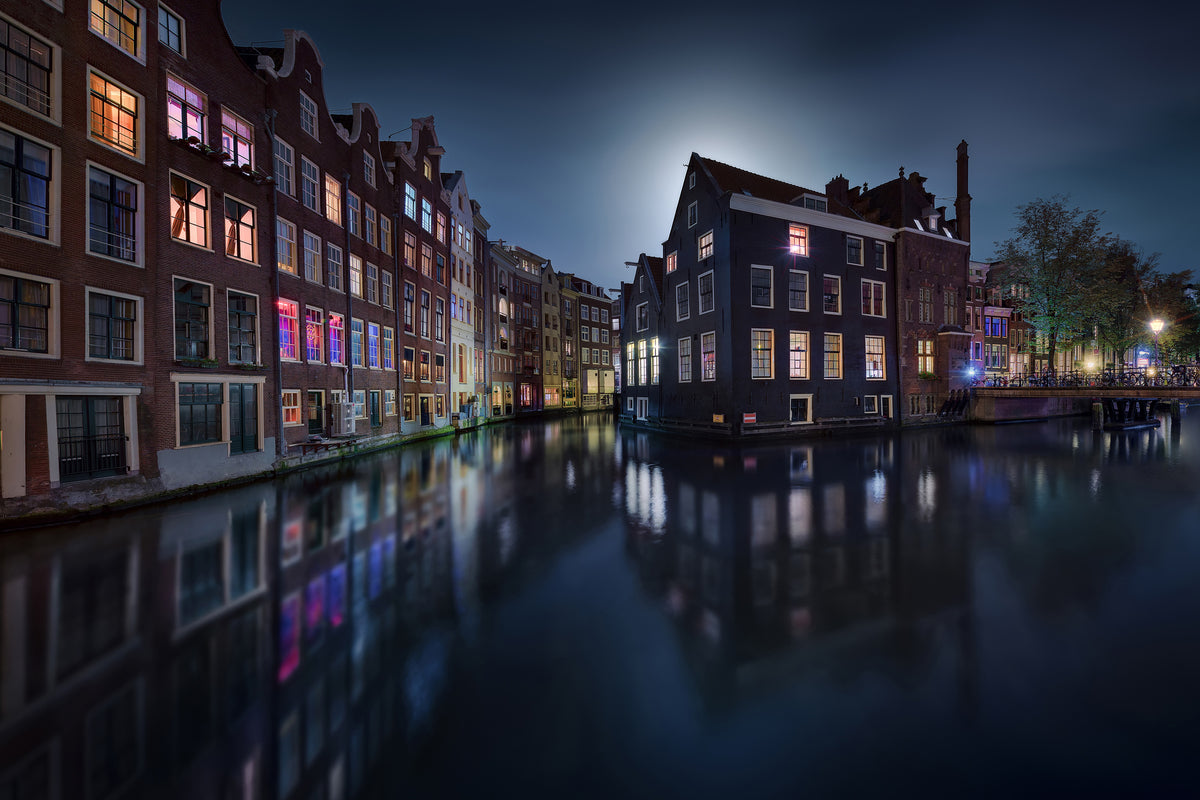 modern-3-piece-aluminium-print-moonlight-over-amsterdam