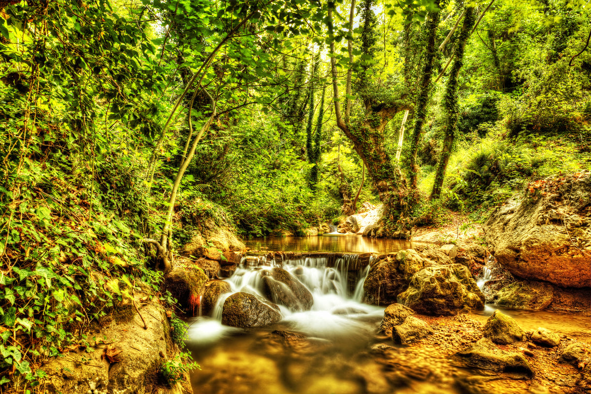 modern-3-piece-aluminium-print-waterfall-in-the-forest