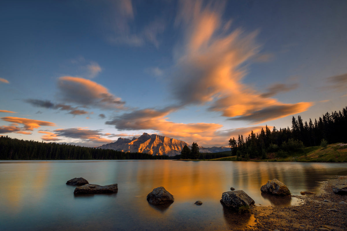 modern-3-piece-aluminium-print-two-jack-lake-sunset
